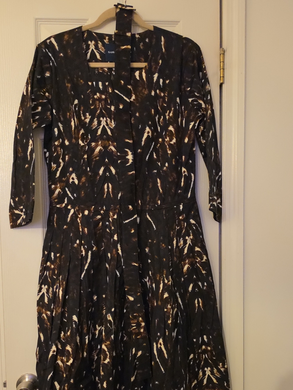 Samantha Sung Abstract Print Long Sleeve Midi Dress